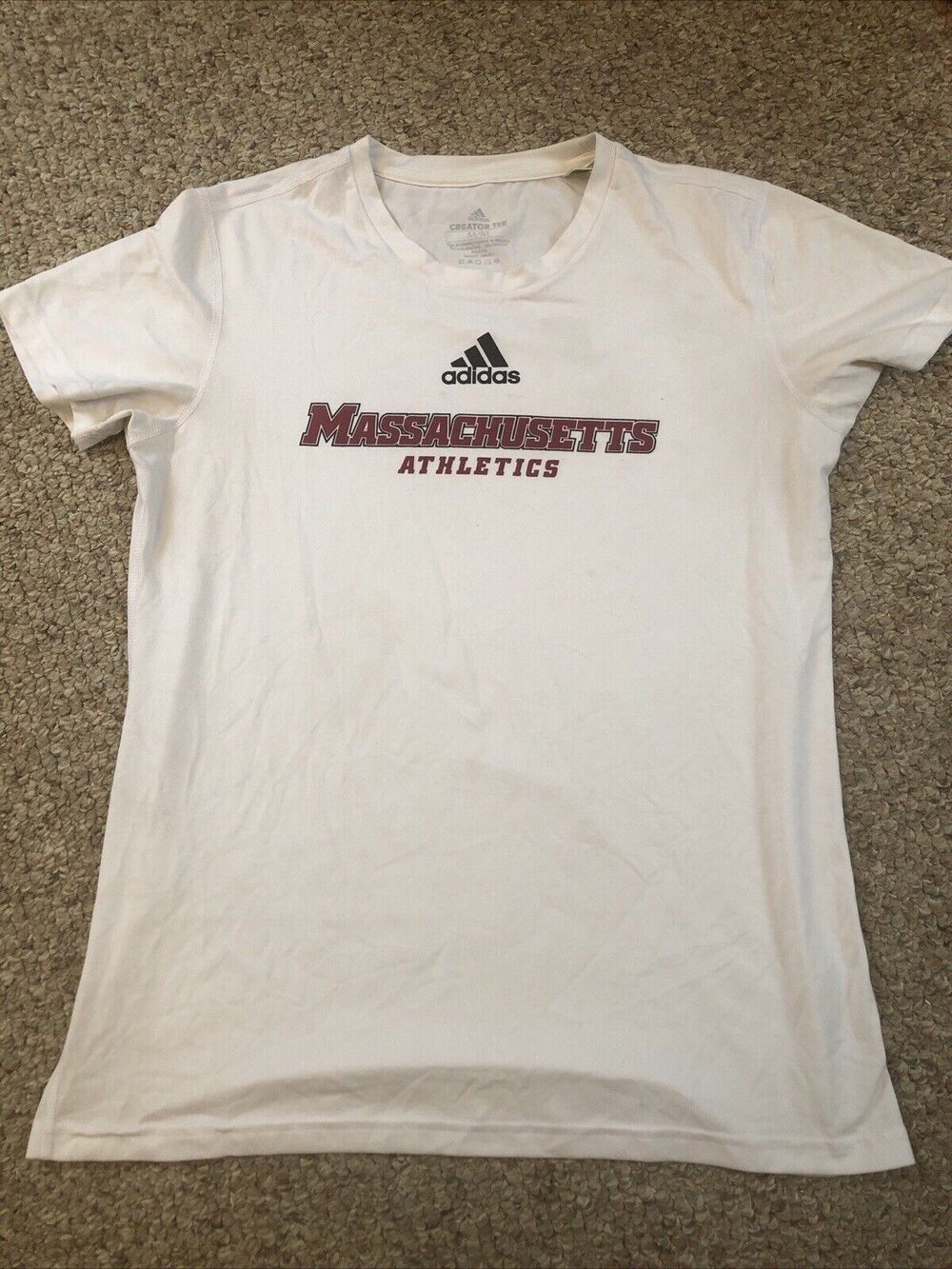Adidas Creator Tee UMass Athletics T Shirt White Medium Aeroready
